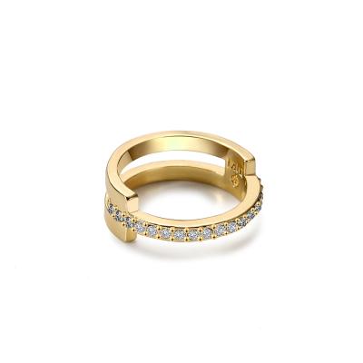 China Vintage fashion simple designs wholesale jewelry gold plated paved diamond ring18k gold ring woman jewelry for sale