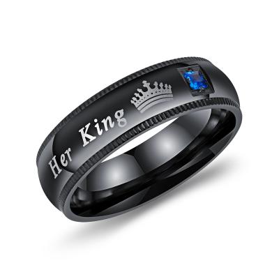 China Best Vintage Frontier Selling Creative Rings His King His Queen Titanium Steel Rings For Couples for sale