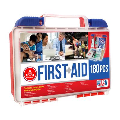 China Convenience Outdoor First Aid Plastic Case Contains 180 Piece First Aid Kit for sale