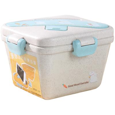 China Eco-friendly Freshness Preservation Wheat Straw Lunch Box Leak Proof 2 Layer Bento Box With Lock 500ML-800ml for sale