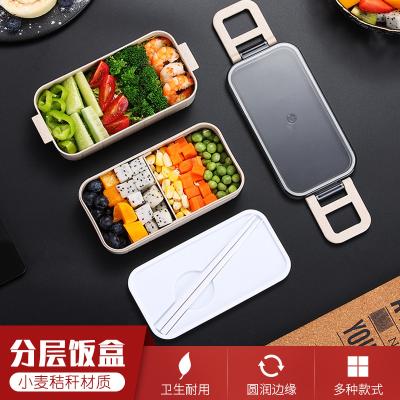 China Microwavable Wheat Straw Lunch Box Set, 400ML Biodegradable Bento Lunch Box For Kids for sale