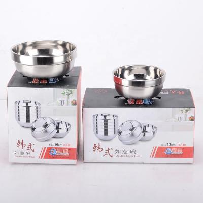 China Factory promotion stocked rice bowls colorful soup bowl stainless steel kids bowl double wall metal for sale