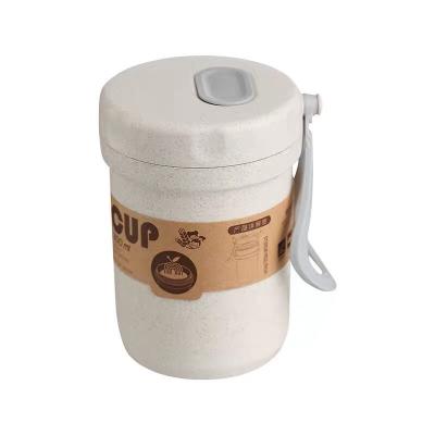 China Sustainable Low MOQ Quantity Bulk Wheat Straw Reusable Coffee Cup With Lid Eco - Friendly for sale