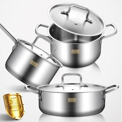 China Sustainable Kitchenware Cooking Pot Cookware Sets 6 Pcs Stainless Steel Pot With Gold Color For Home for sale