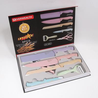 China Viable Colored Knives Set Of 6 Everwealth Classic Colored Knife Set For Baby Yangjiang Knife Set Kitchen for sale