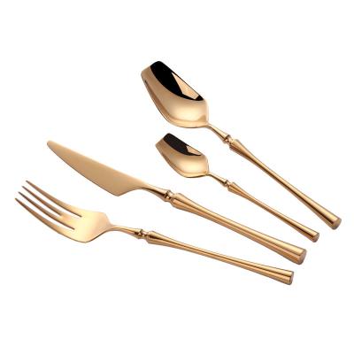 China Luxury Gold Stainless Steel Flatware Dinnerware Mirror Shining Flatware Set For Wedding for sale