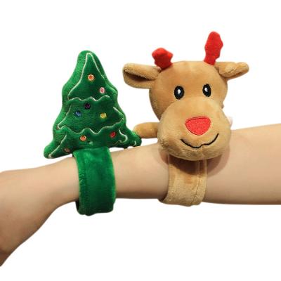 China Cute Doll Christmas Tree Elk Santa Claus Bracelet Plush Toys Stuffed Animals Plush Slap Bracelet for sale