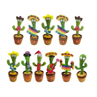 China Cute Doll Singing And Dancing Twisting Stuffed Cactus Recording Toy Led Dancing Cactus Plush Toy for sale