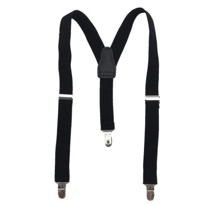 China Adjustable Braces Suspenders Wholesale Custom Made Black Navy Gray Plain Cheap Boy Elastic 3 Clip Suspenders For Men for sale