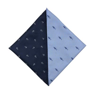 China 100%Polyester Embroidery Pocket Square Boat Anchor Shark for sale