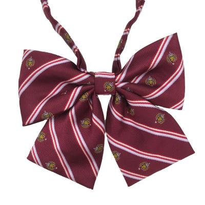 China Custom Brand LogoJK Striped Uniform Polyester Bowties Striped School Style Women Bowtie for sale