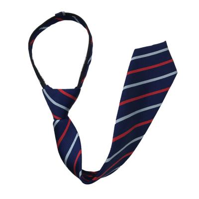 China Soft Stripe Polyester Zipper Ties Teenager Ties for sale