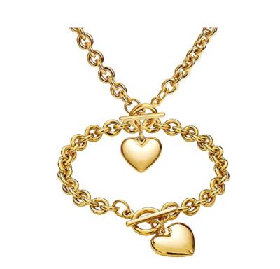 China Charm Stainless Steel Eco Friendly Thick Heeled Heart Shaped Necklace Set For Women for sale