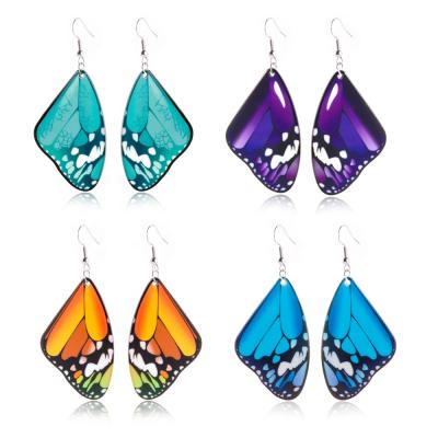 China Cute Colorful Butterfly Wing Dangle Earring Durable Stainless Steel Earring For Women for sale