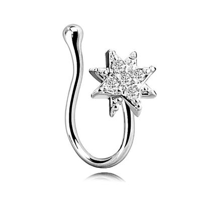 China Fashionable Environmentally Friendly Nose Ring Flower Shaped Nose Cuff of Diamond Nose Ring Non Piercing for Women for sale