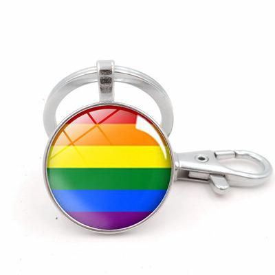 China Environmentally Friendly Weather Gem&stone Metal Keychain Pendants Jewelry Gay Pride Rainbow LGBT Key Chain Pendant Key Chain for sale