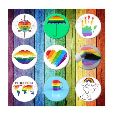 China Fashionable Environmentally Friendly Pin Rainbow Flag Pinback Buttons LGBT Lapel Pride Button Gay Pride Pins Rainbow Pins for sale