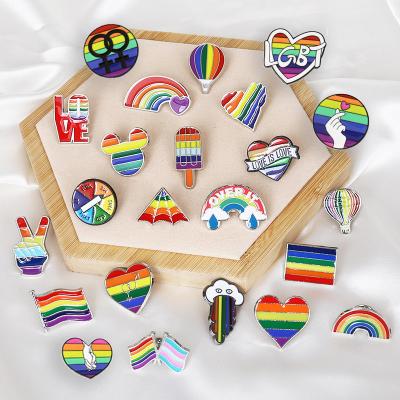 China Pride Pins Rainbow Brooch Pins Environmental Friendly Decoration For Clothes And Bags Gay Heart Enamel Lapel Pin LGBTQ for sale