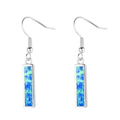 China Wholesale Fashion Band Shape Accessories Blue Hawaii Popular 925 Earrings Silver Plated Opal Jewelry Factory for sale