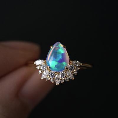 China Popular Fashion OPAL DIAMOND RING Water Drop Ring Polynesian Jewelry Opal Diamond Ring for sale