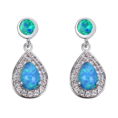 China Fashion Blue Drop Earrings Jewelry Hawaii Opal Earrings Fashion Polynesian Jewelry 925 Silver Plated for sale