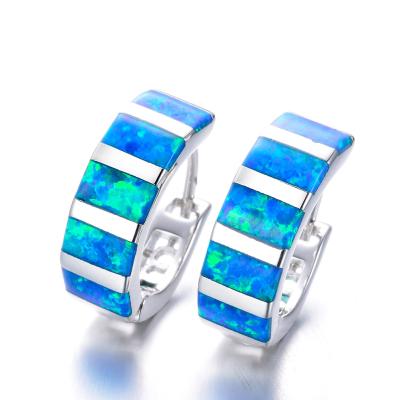 China European and American 925 fashion square style Hawaii earrings jewelry silver plated opal style beach jewelry popularity wholesale for sale