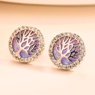 China Fashion Tree of Life Gemstone 925 Gemstone Blue Silver Tree of Life Hawaii Opal Jewelry Silver Plated for sale