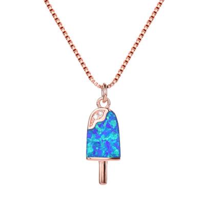 China Wholesale Hawaiian Jewelry Rose Gold Blue Opal Necklace Sea Fashion Hawaiian Necklace Pendant Jewelry for sale