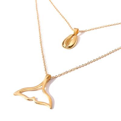 China Fashion Jewelry Hawaiian Whale Tail Pendant Polynesian Gold Plated Alloy Shell Necklace Jewelry Gold Plated Necklace for sale