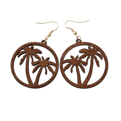 China Polynesian New Round Earrings Island Style Coconut CLASSIC Hawaiian Wooden Tree Earrings Jewelry for sale