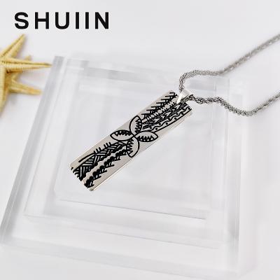 China SHUIIN Casual/Sporty Silver Samoan Flower Tribal Pendant Necklace with 3mm Rope Chain Hawaiian Jewelry Wholesale for Women Men for sale