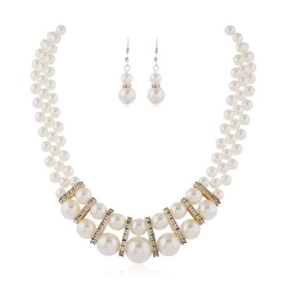 China Fashion Clavicle Jewelry Pearl Chain Pearl Necklace Earring Jewelry Set Elegant Decorative Hawaiian Jewelry Set Polynesian Pearl for sale