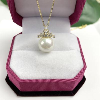 China SHUIIN Hawaiian Jewelry Wholesale New CLASSIC Crown Diamond Pearl Pendant Necklace for sale