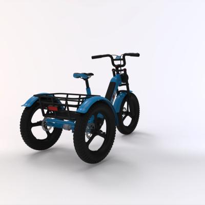 China Aluminum Alloy 20 Inch Fat Tire 3 Wheel Electric Trike Bike Adult Tricycle Cargo With Basket for sale