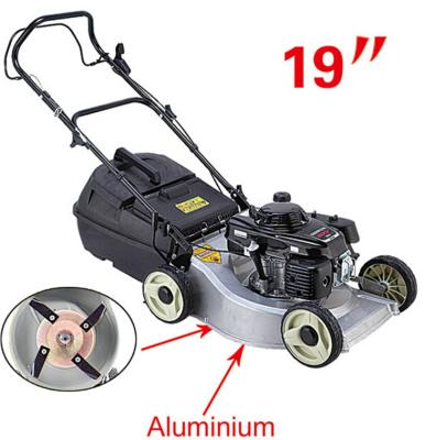 China Hotsale Aluminum Chasis Tools Hand Push Garden Yard Machine Automatic Gasoline Engine Lawn Mower for sale