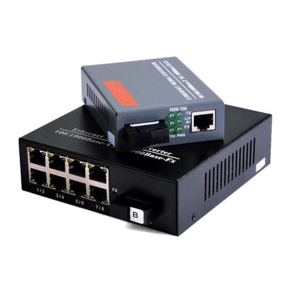 China FTTH FTTB FTTX Network 8 Port RJ45 + 1 Port Switch Fiber Media Converter Gigabit Fiber Optic Media Converter 1000Mbps for sale