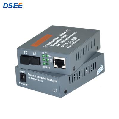 China Ftth 10/100M Base WDM Single Core Media Converter With RJ45 Connector Fiber Optic Media Converter htb3100 for sale