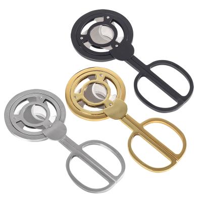 China Eco-Friendly Luxury Custom Logo Gold Stainless Steel Double Blade Black Table Cigar V-Cutter V Cut Cutter With Element Punch for sale