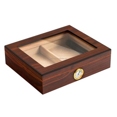 China Wodden 20 Count Cigar Box Packaging Wood Humidor Cedar Wood Lining Glass Lid Custom Logo for sale