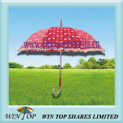 China Hot Sale Auto Straight Printing Umbrella with Ruffle for sale