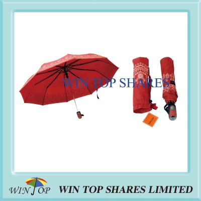 China Orange Pongee Classical Automatic Umbrella for sale