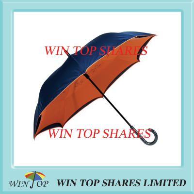 China Innovation black and orange wind resistance reverse umbrella for sale