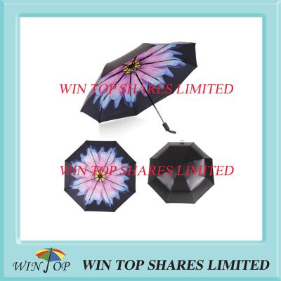 China 3 sections telescopic UV block borage flower Umbrella for sale