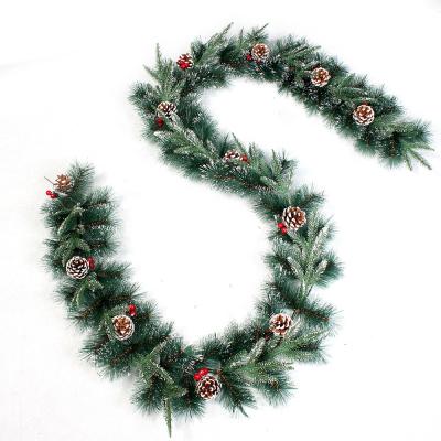 China Christamas Home Decoration Amazon New Products 2021 PET PINE Snow Christmas Wreath 270cm 9 Ft Flocking Garland Christmas Tree for sale