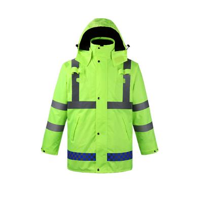 China Waterproof Reflective Detachable Raincoat For Outdoor Work Use Safety Waterproof Jacket for sale