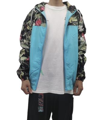 China 2021 Men's Breathable Floral Jacket Streetwear Zipper Windbreaker Hooded Hip Hop Slim Fit Jacket for sale