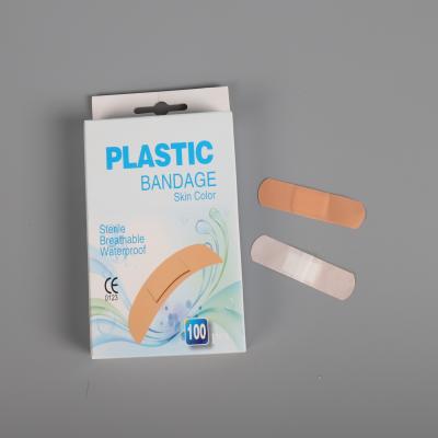 China 72 x 19mm Skin Color PE Wound Dressing Waterproof Breathable Waterproof First Aid Plastic Plaster for sale