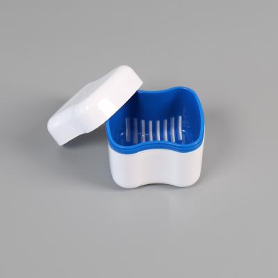 China Plastic Personal Case False Teeth Cleaning Retainer Mouthguard With Strainer Denture Storage Box for sale