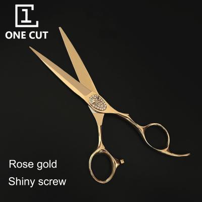 China Cutting Scissors Rose Gold Quality To Height Barber Hairdressing Hair Cutting Scissors Professional 6 Inch for sale