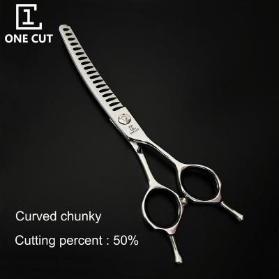 China 6.5 Inch Cat Curved Dogs Grooming Edge Chunky Teeth Pet Scissors Scissors for sale